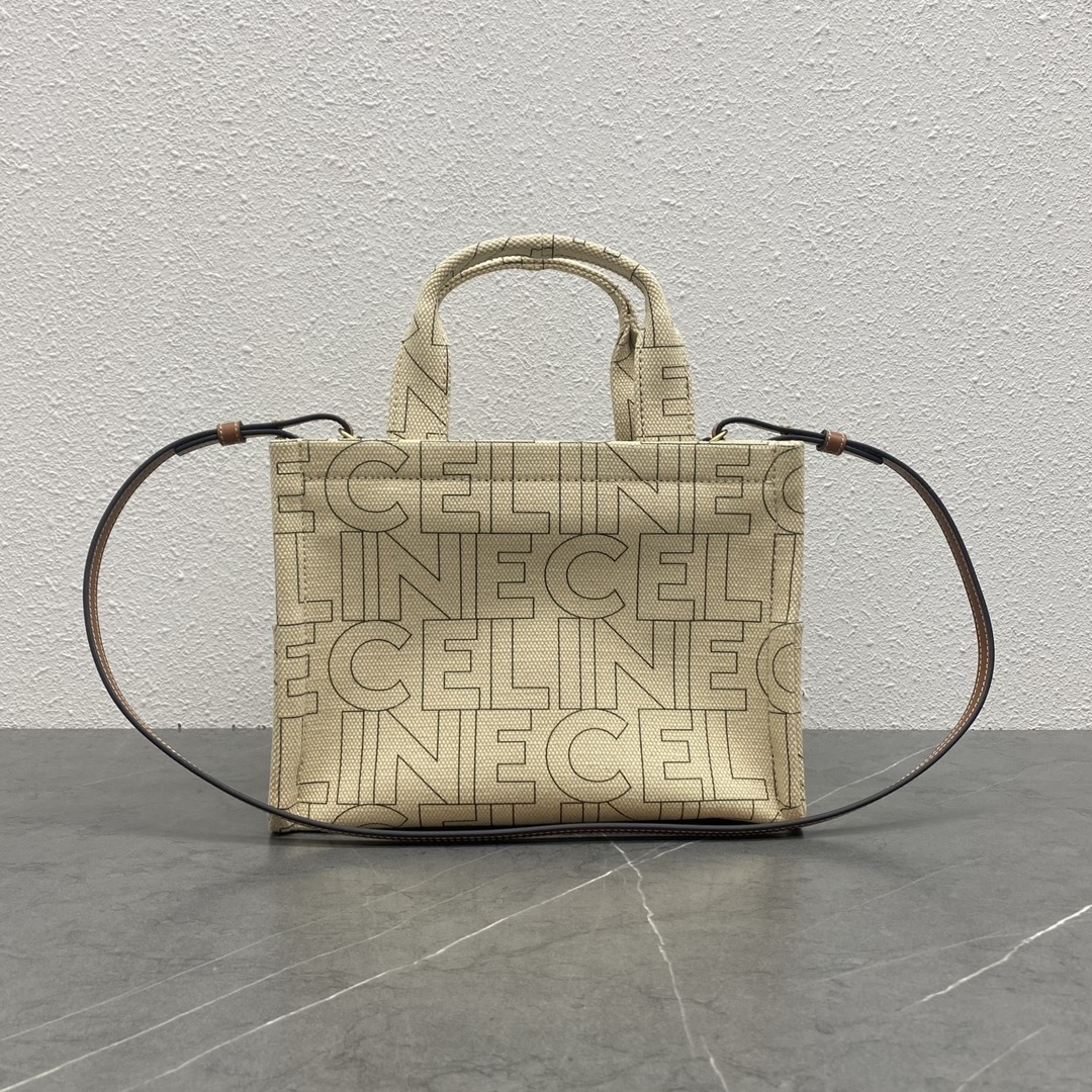 Celine Small Cabas Thais In Textile With Celine Print And Calfskin Cream 199162